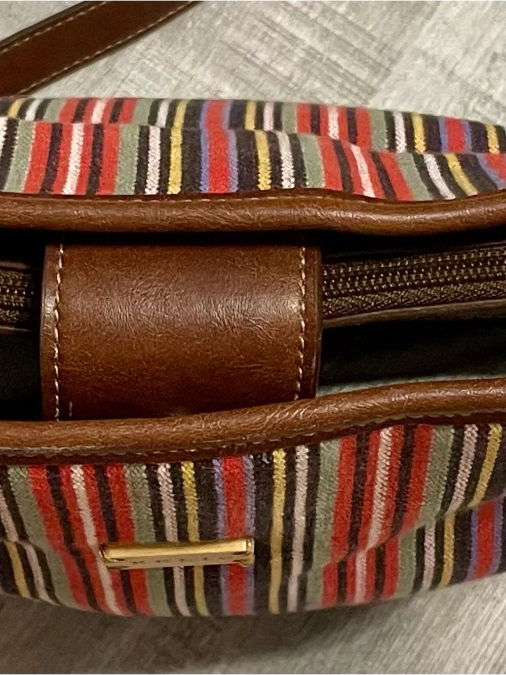 Relic Brown Embossed Leather Logo Patch Tote
